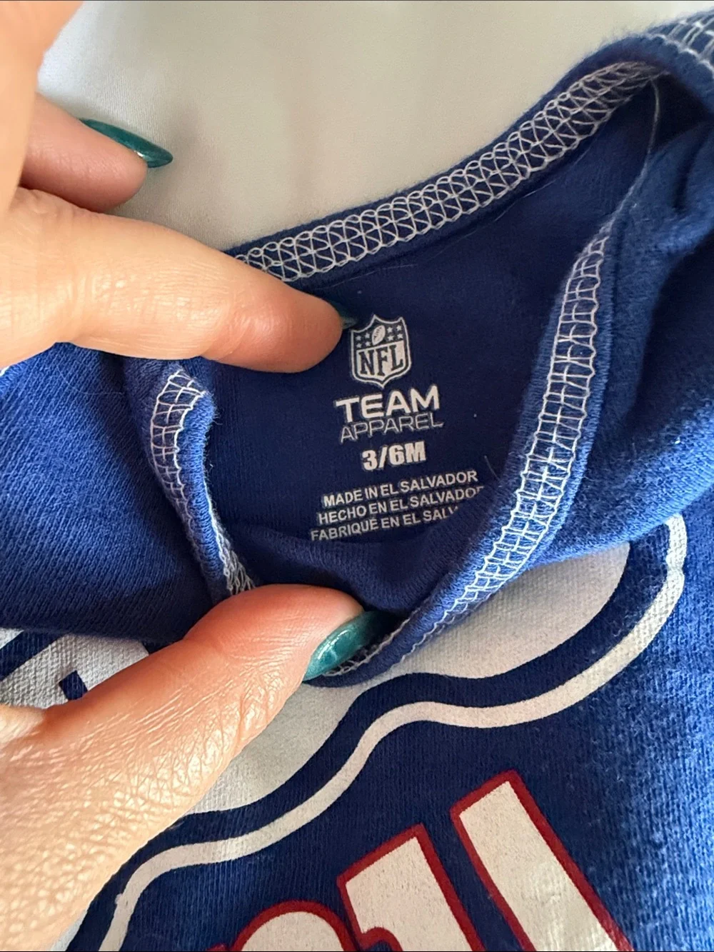 Infant Blue NY Giants Football Bodysuits - 3-6 mos. 6-9 mos.